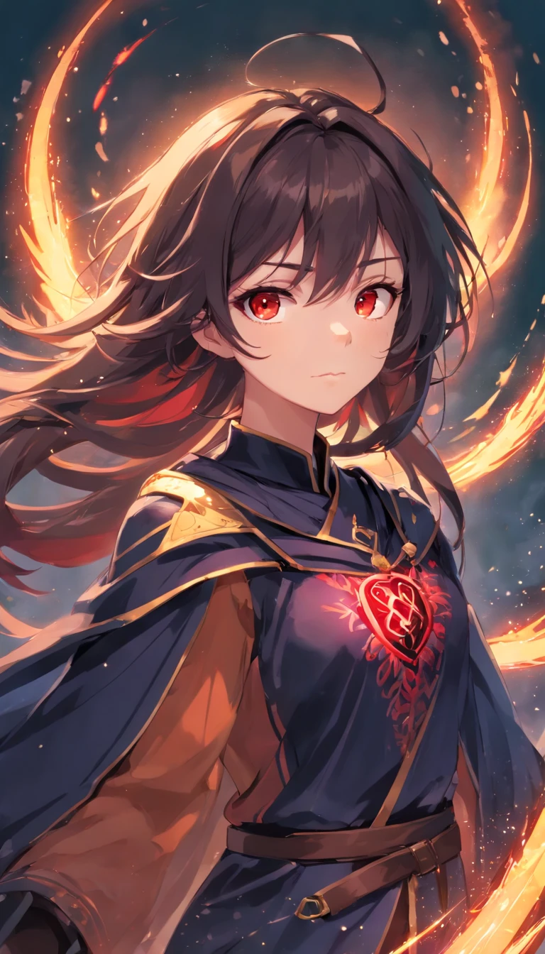 (Key Part: 1.3, corpo inteiro: 1.3) The Red-Eyed Wizard is a spectacular and formidable villain, Quem domina a magia do vazio, A chaotic and destructive form of energy. ((He has the appearance of a 20-year-old. He has a crazy and aggressive facial expression, e olhos intensos, que revelam sua loucura e sadismo. Your hair is dark and messy, contrasting with her pale and cold skin.)) He wears a tunic made of dark cloth, adornado com bordas douradas e sigils arcanos, complementado por mangas compridas. Um cinto ornamentado aperta sua cintura, e um manto cintilante tira-lhe majestosamente dos ombros. Their feet are lined with sturdy leather boots, e um capuz escuro esconde parte de seu rosto, adding an air of mystery. (Ele carrega consigo a Espada do Vazio, A magical weapon made of black metal and serrated blade.) O Mago dos Olhos Vermelhos se passa em um ambiente sinistro do submundo medieval, que combina com seu estilo sombrio e misterioso. Ele olha diretamente para o espectador, exalando uma aura de autoridade e poder, as he plots to wreak havoc and destruction in every dimension.