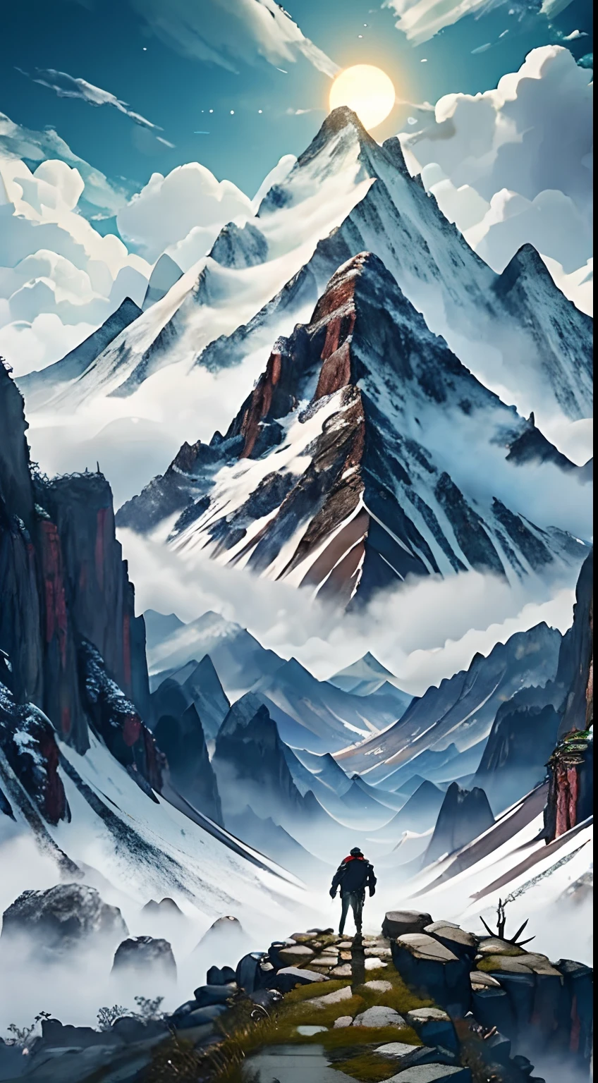The shape is more convex, And the terrain is more rugged. It is as steep as the Shu Mountains，As tall as Lu Yan. Famous peaks that the sun cannot touch. Danger zone for the True Yin Master. Thorns and thorns hide ghosts and monsters, And the rocky cliffs hide demons. I can't hear the sounds of beasts and birds in my ears, But all I can see is the ghosts in front of me. Best quality, Masterpiece, hyper-detailing, 8K, yes. .Best quality, Ultra-detailed, Best shadow,8K,offcial art