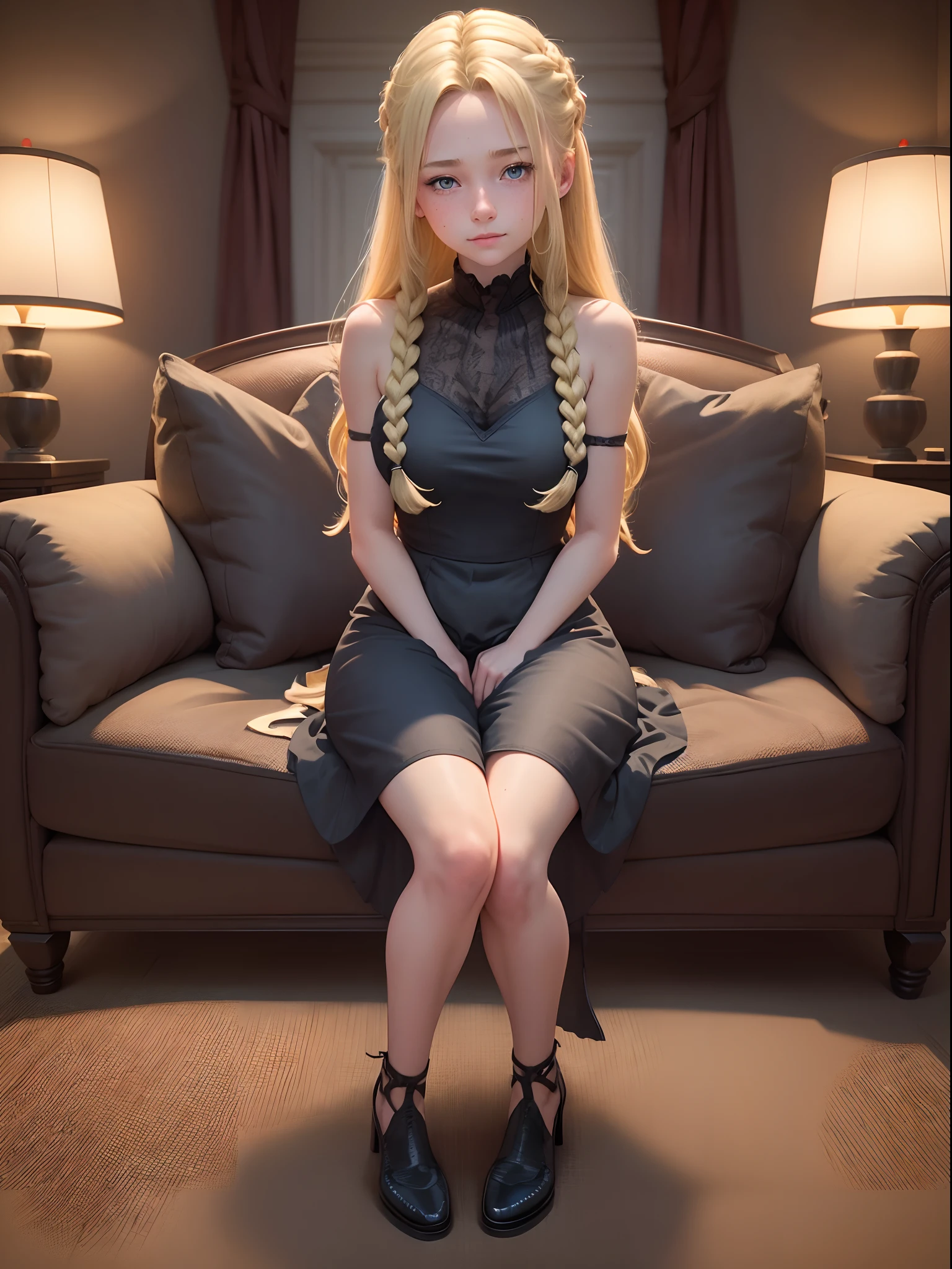 Long blonde hair,年轻,Young lad,Lying on Erlang's legs