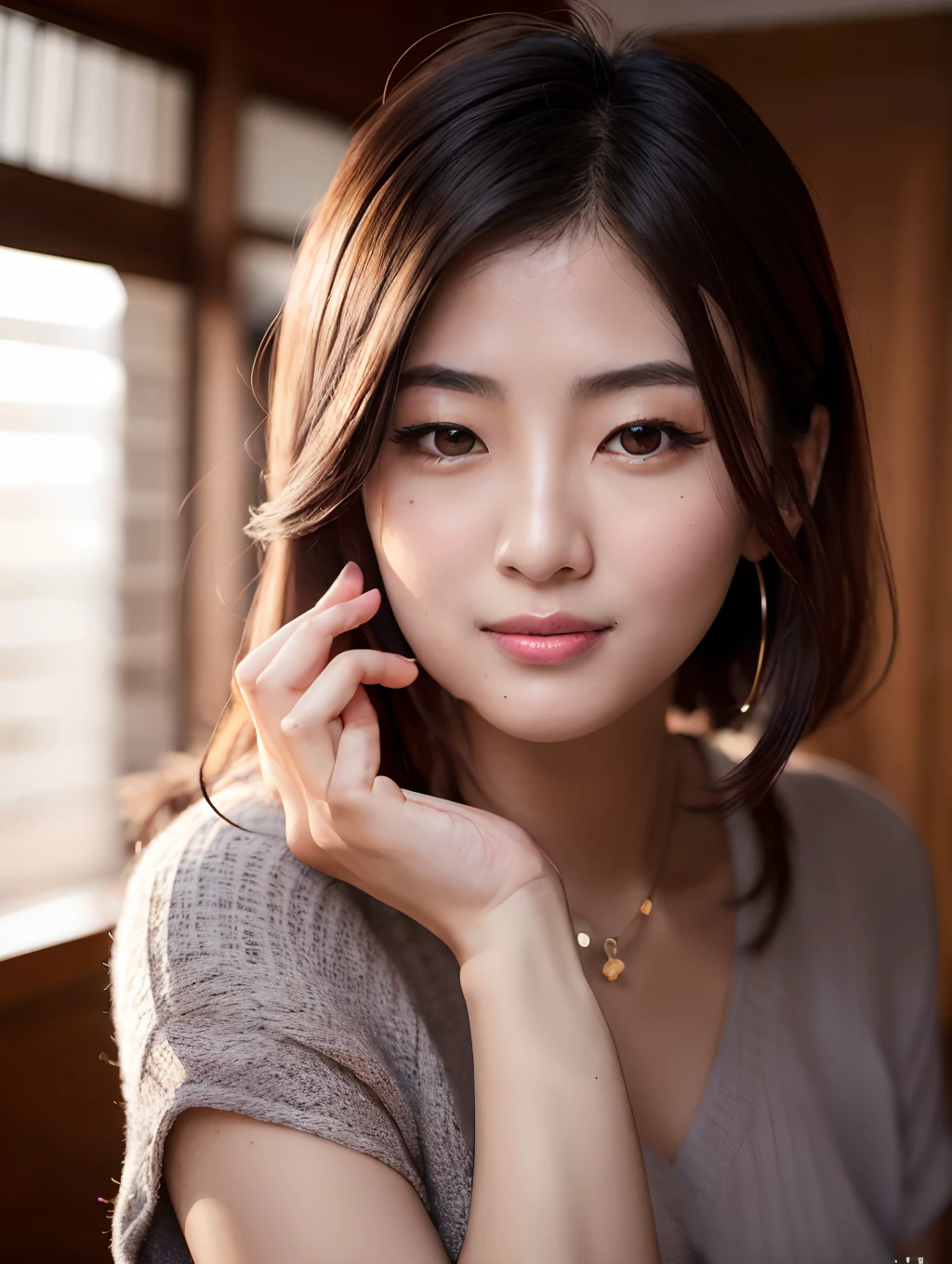 Arab asian woman with gray shirt and earrings on mobile phone, Gorgeous young Korean woman, Beautiful young Korean woman, Young adorable Korean face, beautiful Korean women, young cute wan asian face, a young asian woman, the face of a beautiful Japanese girl, Beautiful young asian woman, Young Asian Woman, Young Asian Girl, portrait of a japanese