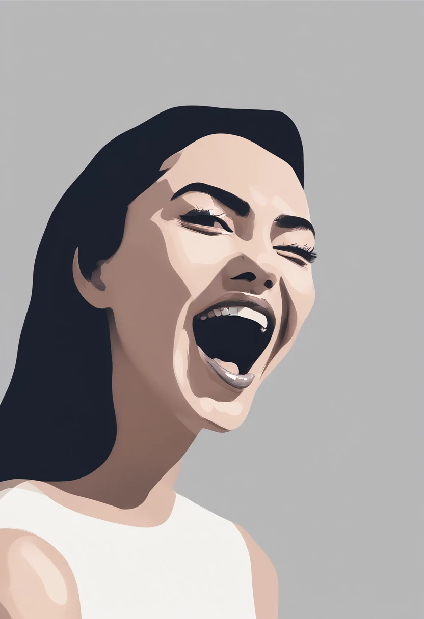 a person,Screaming face,Loud and artistic,high-level image quality,8K,up of face,Art Book,