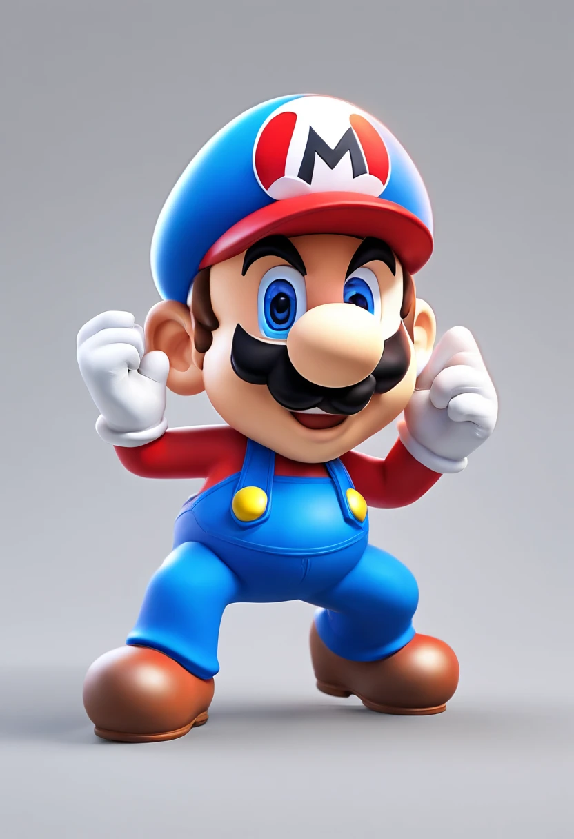 A close up of a nintendo mario figure on a gray background - SeaArt AI