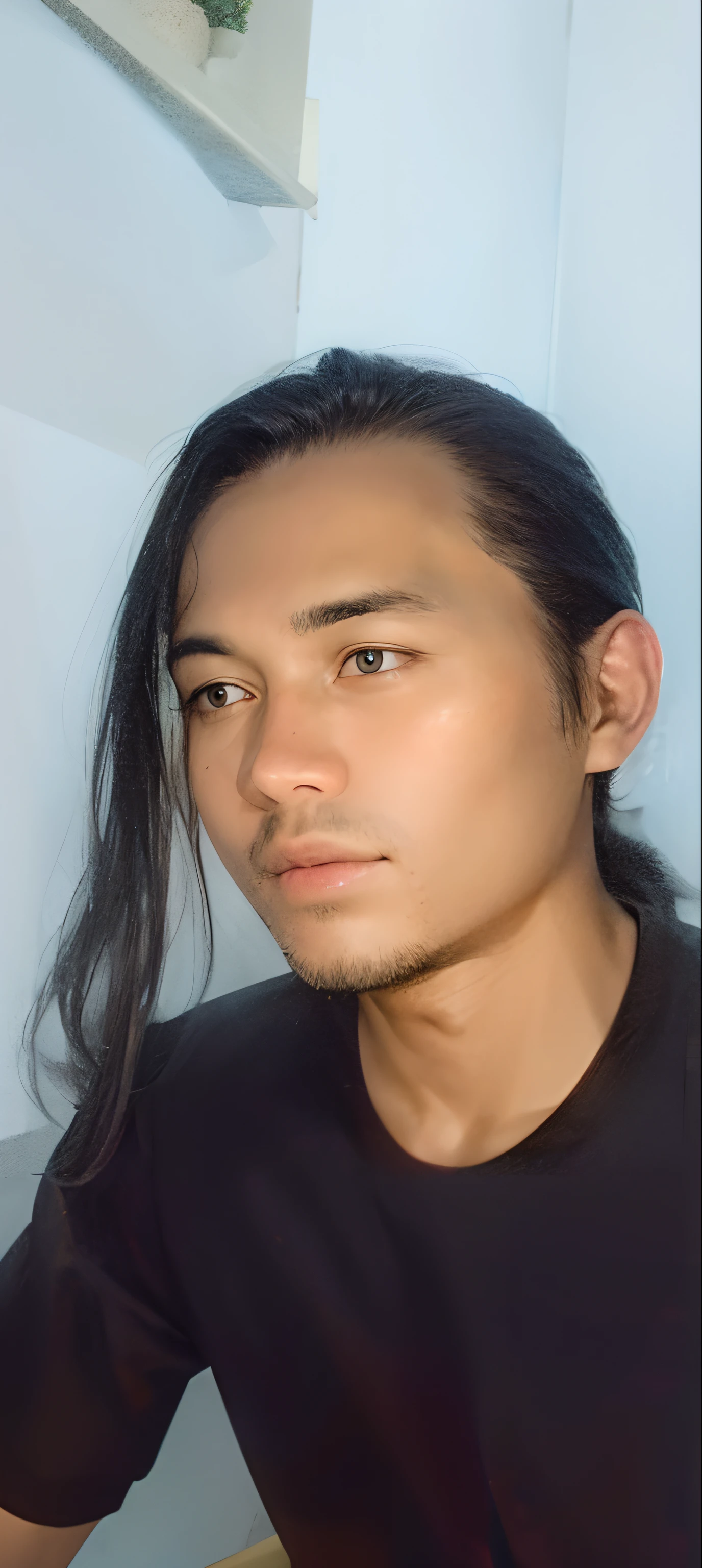 Perfect face, (best quality:1.4), cool eyes, Roomscape, Black T-shirts with D on it, shining skin, (ultra detail), UHD 8k wallpaper