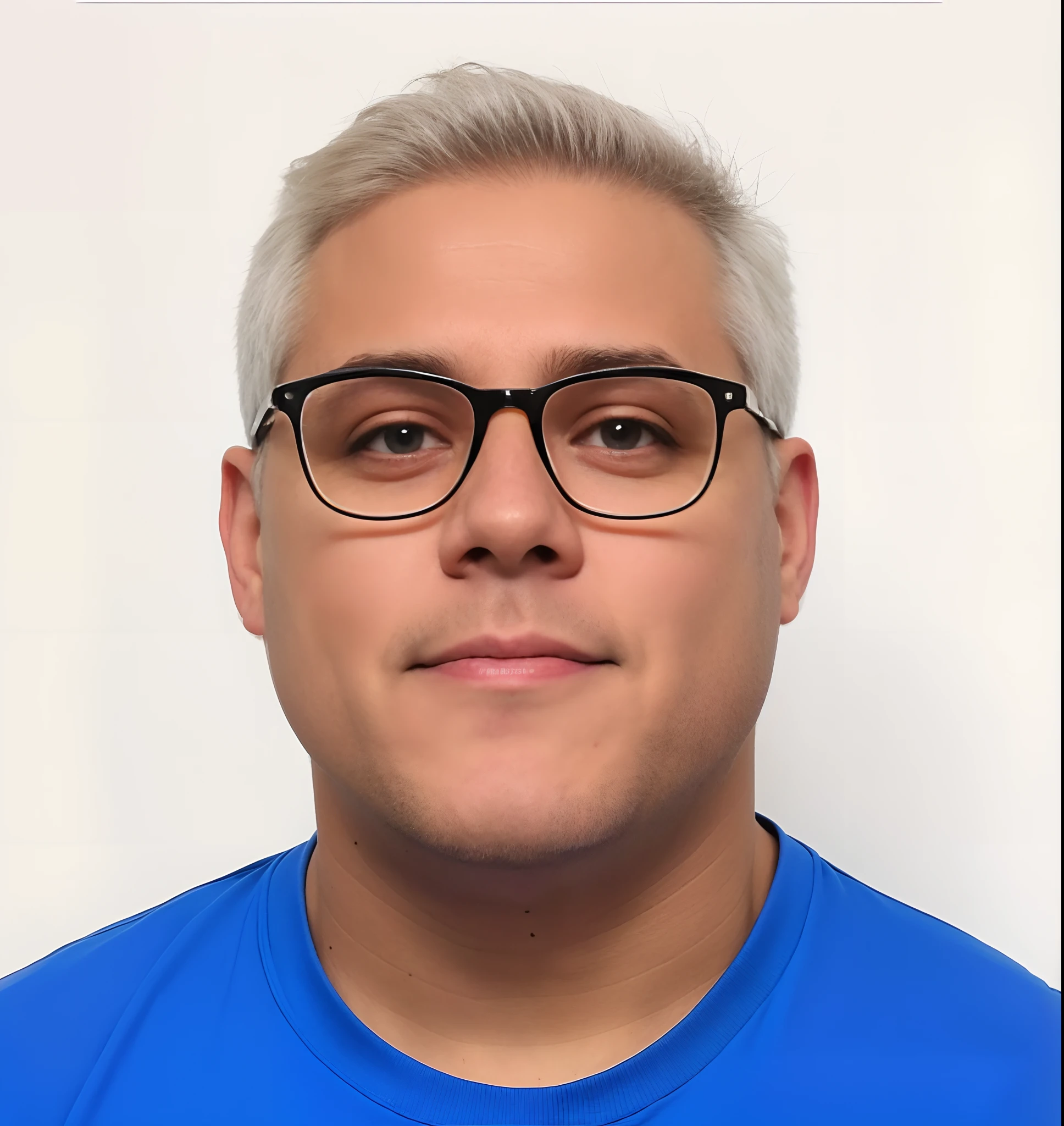 There's a man with glasses and a blue shirt posing for a photo, foto de perfil profissional, foto de perfil profissional, foto headshot.
