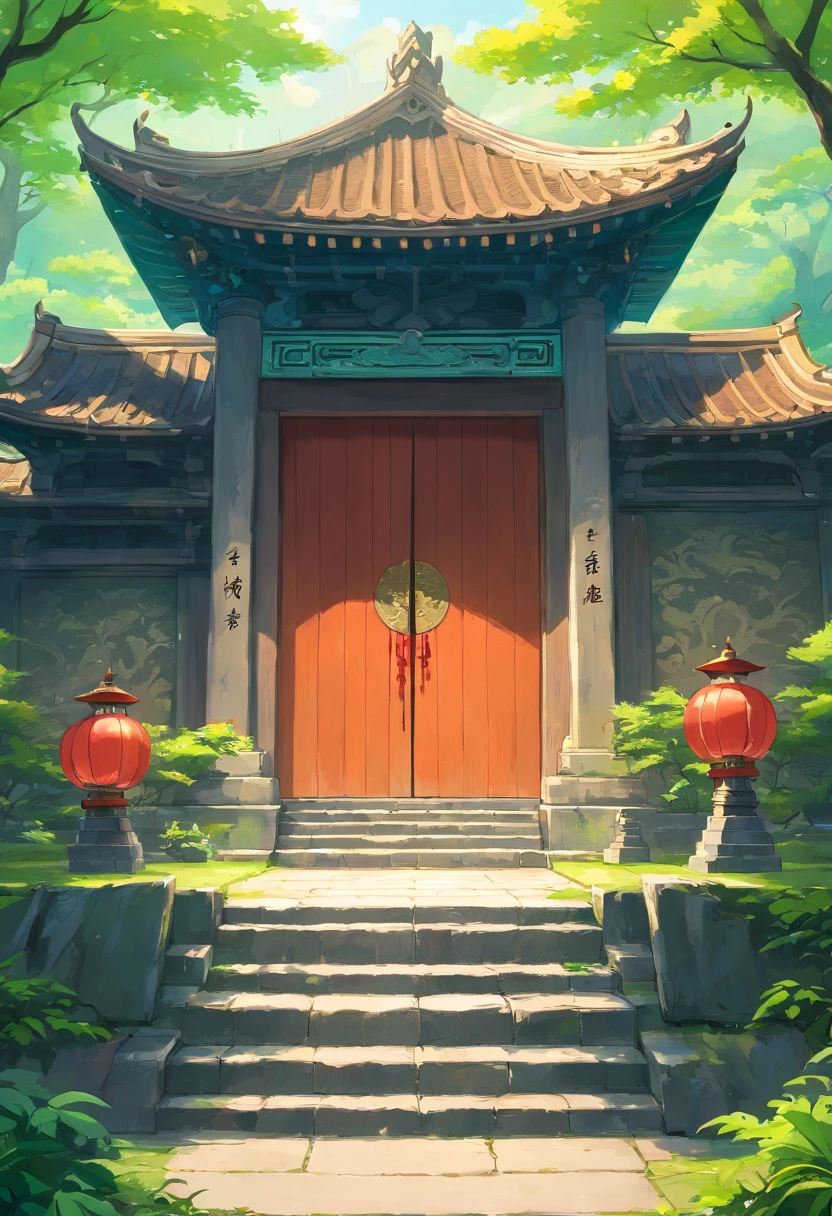 In the middle of a quiet and mysterious mountain，Dense forests and mist form a wonderful world。

Walk through the lush woods，An ancient palace appeared。The façade of this palace is made of solid bluestone barriers，Exudes power and mystery。The walls are carved with ancient runes and patterns，It seems to contain endless wisdom and energy。

The gates of the palace are solemn and heavy，Made of huge copper，It is carved with dragon and phoenix motifs。After pushing open the door，People were led into a wide bluestone path，Deep inside。

Step inside the palace，The first thing that catches your eye is a vast courtyard。There is a pond in the center of the courtyard，The clear water of the lake reflects the clear blue sky and the rolling mountains around it。A variety of exotic flowers and plants bloom on the edge of the pond，A charming fragrance。