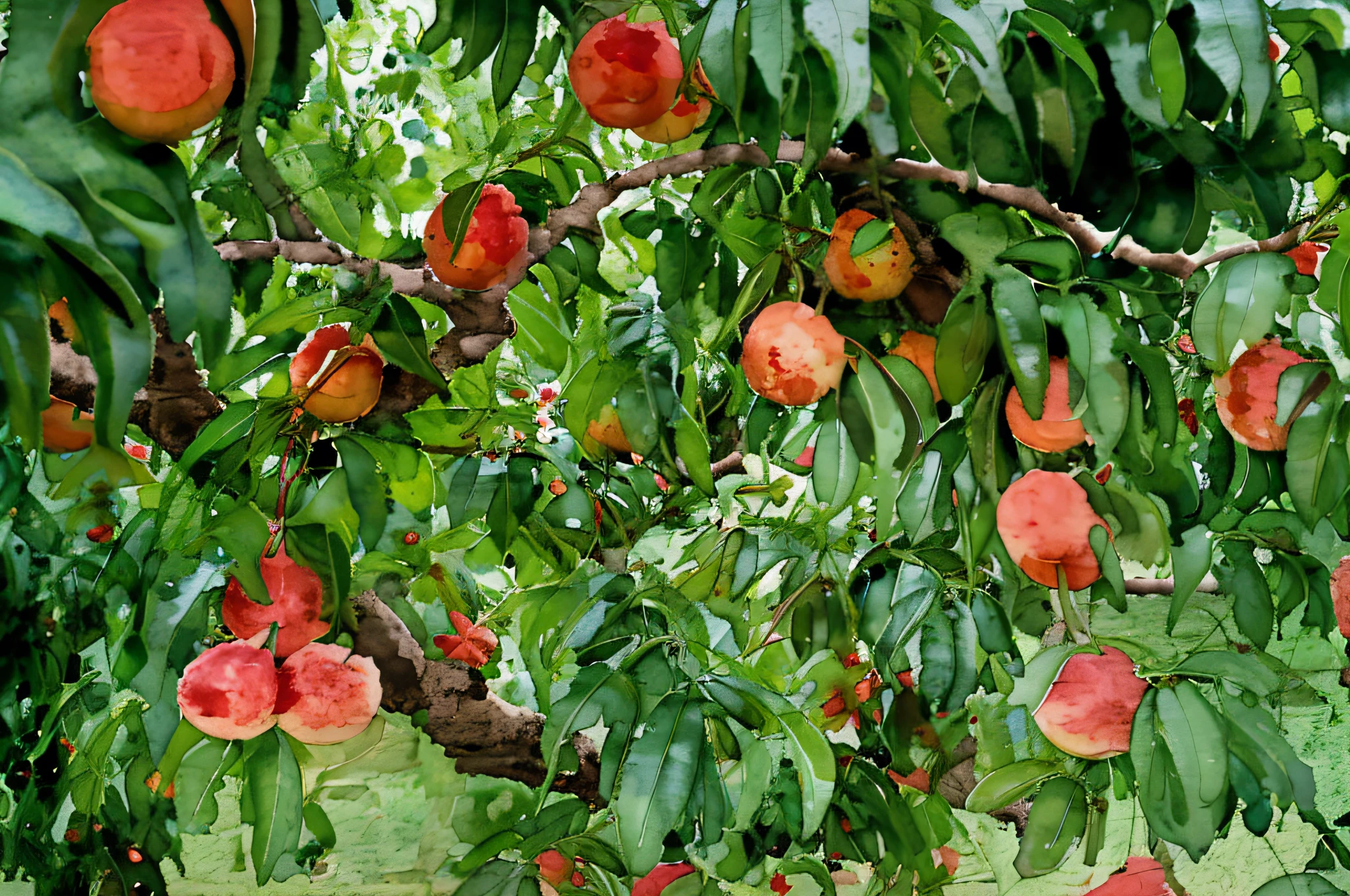an red apple hanging in the red tree ultra realistic 8k
