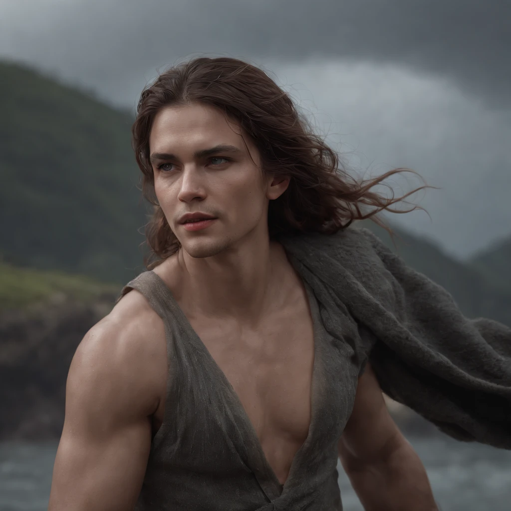 black and white image, (Professional 3D rendering:1.3) de (Realistic:1.3) foto de arte mais bonita do mundo,soft features, lobisomens masculinos brilhantes, ((Epic hero rough fantasy werewolf muscular wet hero angry look long hair and fierce expression in dynamic pose, fantastic location, majestoso ambiente desordenado)), corpo inteiro 8k unidade render, action shot, poros da pele, very dark lighting, sombreamento pesado, circunstanciado, rosto detalhado, (Vibrando, Fotografia realista, Realistic, Dramatic, Escuro, foco nítido, 8k), (Roupas de couro velhas danificadas pelo mau tempo:1.4), ((((Use peles)))), (intrincado:1.4), decadente, (altamente detalhado:1.4), Pintura digital, rendering by octane, art stations, conceito-arte, liso, foco nítido, illustration, germe da arte, (Loish:0.23), Wlop Ilya Kuvshinov, e greg rutkowski e alphonse mucha gracias, (global ilumination, studiolight, light volumetric), chuva forte, floating particles, patife, fantasia, Nosso, Corpo inteiroesbiano, ((Fundo escuro e antigo da cidade:1.3)),CGSesociedade,art stations