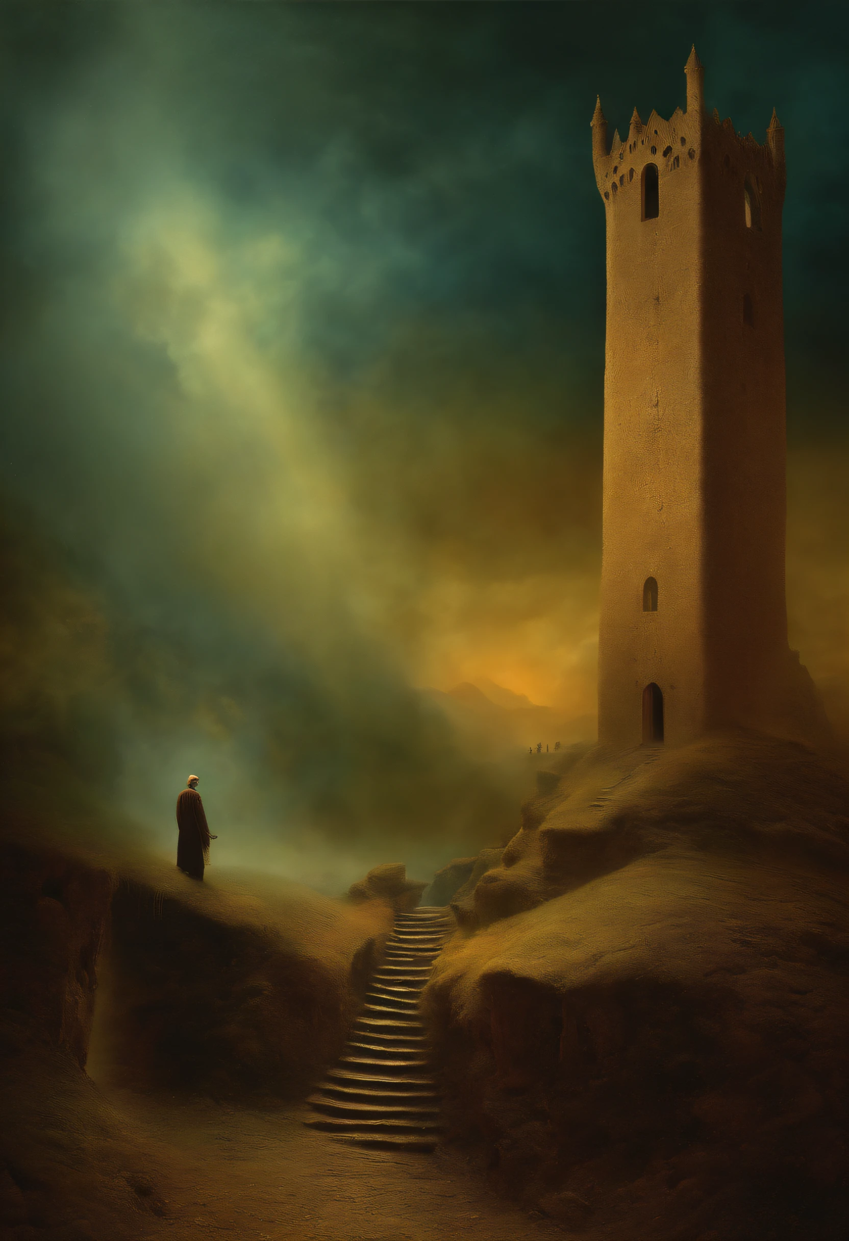 a museum in a perfect storm, striking colorful composition, disturbance into the matrix, high contrast, a hallucinating visual illusion, SILHOUETTES DANCING, old masters fine art look, Zdzislaw Beksinski collaboration with reinterpreted by Remedios Varo, chiaroscuro, homelike visionary dream brimming with viscose and dry, 8k