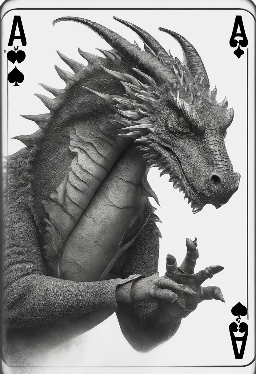 mythology，Dragon , white background, jack of clubs playing card