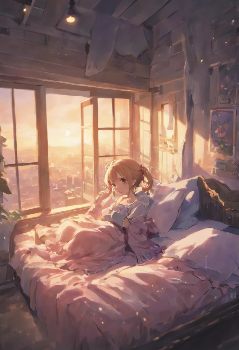 Extremely detailed CG unity 8k wallpaper), ((Photorealistic)),Beautiful Woman,((24yo)),Moonlight window,natta,Sleeping,((Sleeping)),bed,