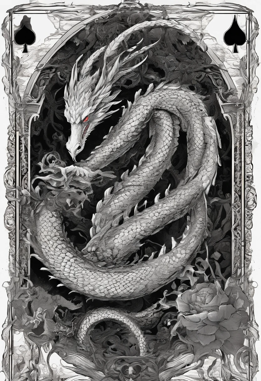 mythology,Dragon , white background, jack of clubs playing card