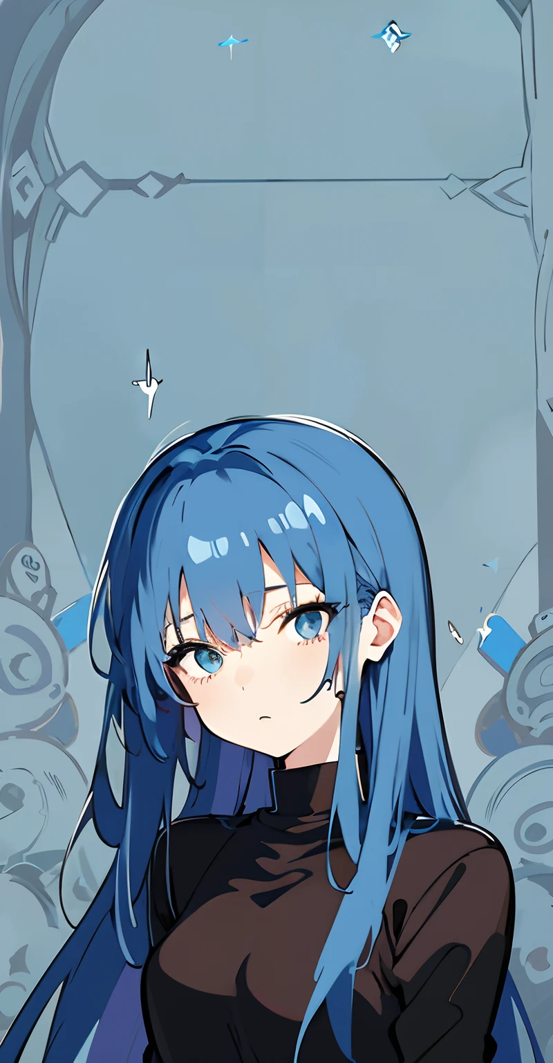 anime girl with blue hair and black top posing for a picture, anime moe artstyle, with blue hair, girl with blue hair, beautiful blue haired girl, sad cerulean eyes, made with anime painter studio, flat anime style shading, anime artstyle, anime style portrait