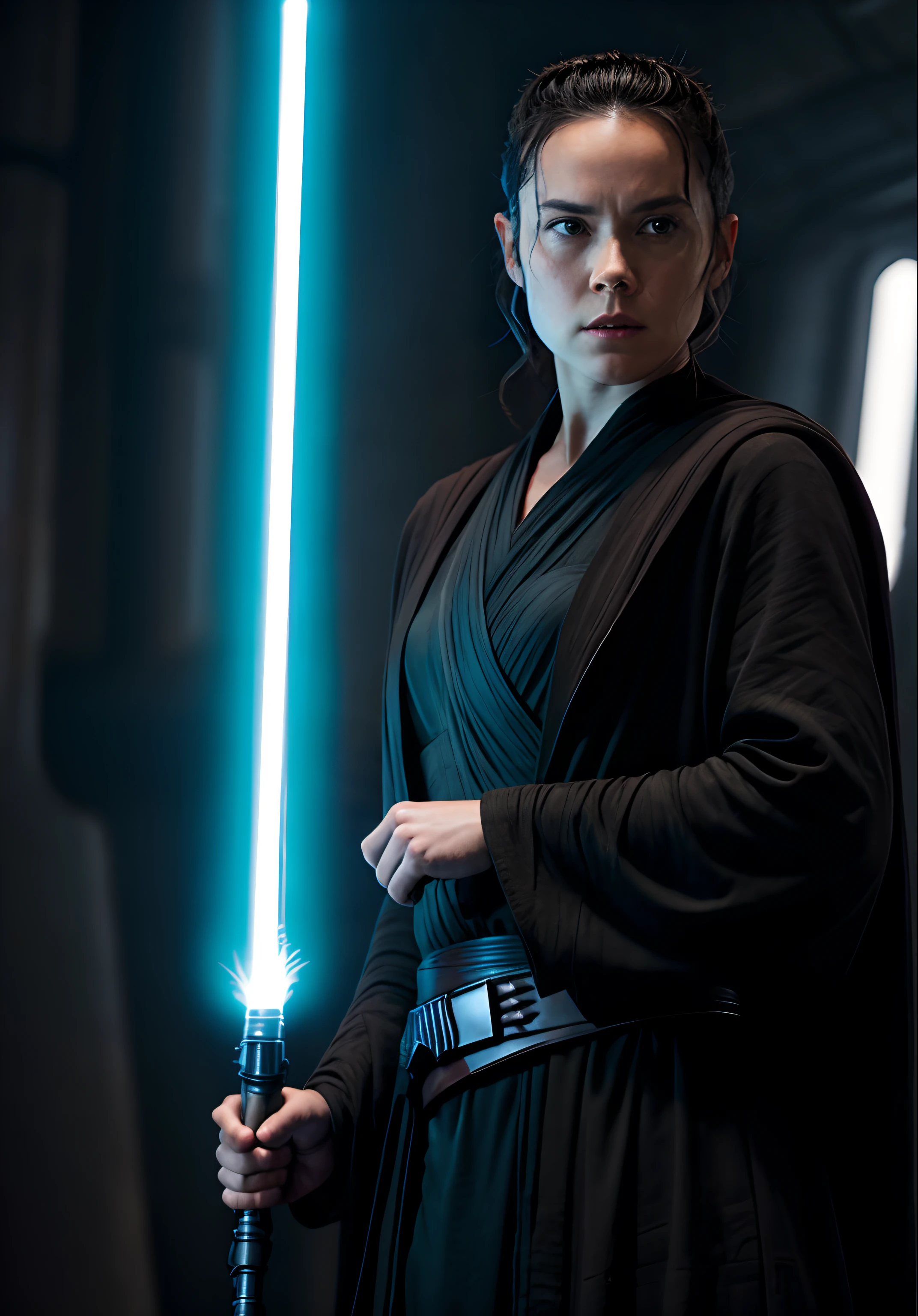 Dark Rey is a fictional character from the Star Wars franchise. She is portrayed as a dark and sinister version of Rey, the main protagonist. In the movie "Star Wars: Episode IX - The Rise of Skywalker," Rey experiences a vision where she sees herself as Dark Rey. This alternate version of her character wields a double-bladed red lightsaber and is dressed in dark robes, symbolizing her potential turn to the dark side of the Force. The character and her appearance created intrigue and speculation among Star Wars fans.