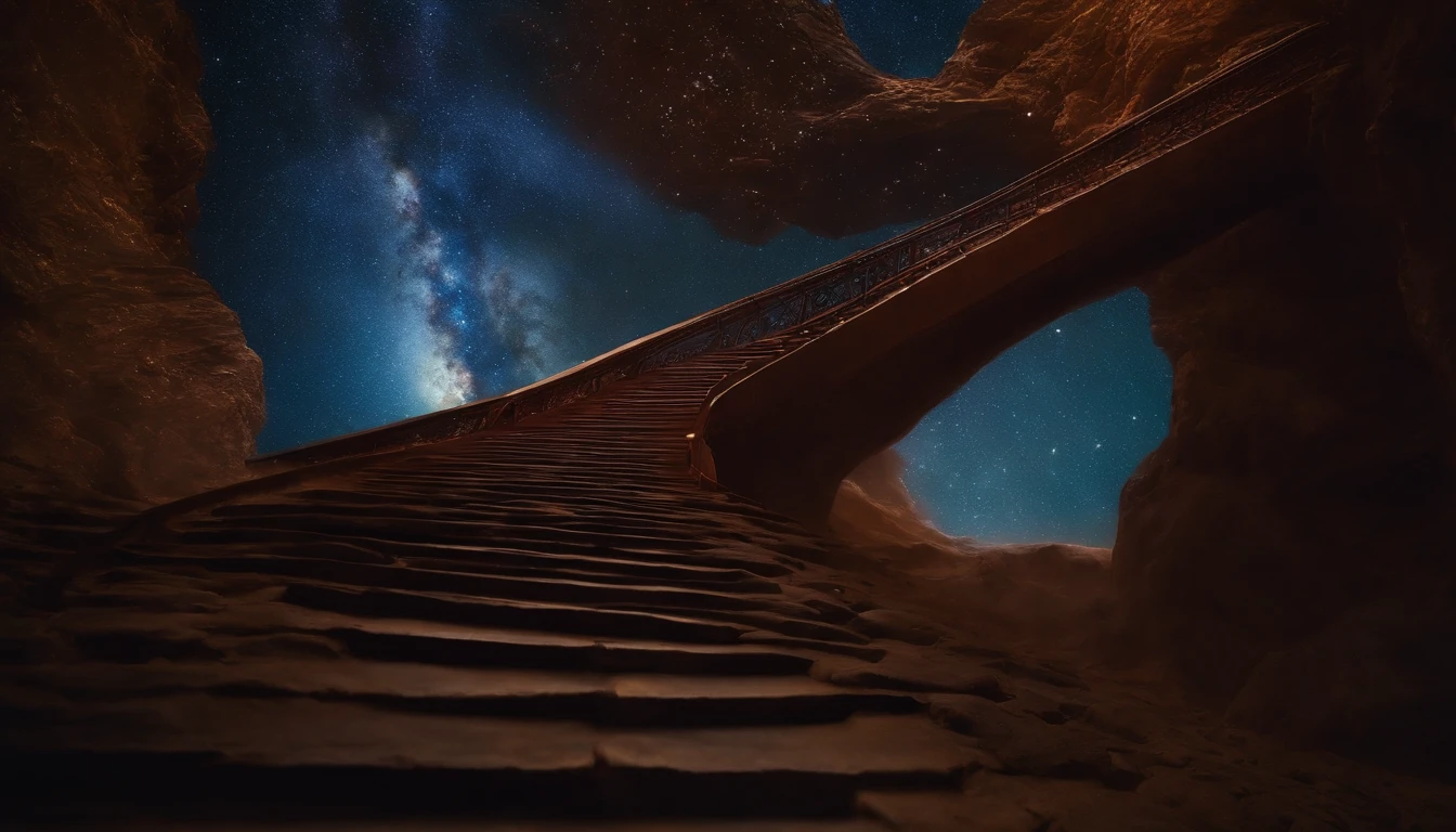 A stairway to infinite galactic space. cinematic quality, imagem em alta qualidade