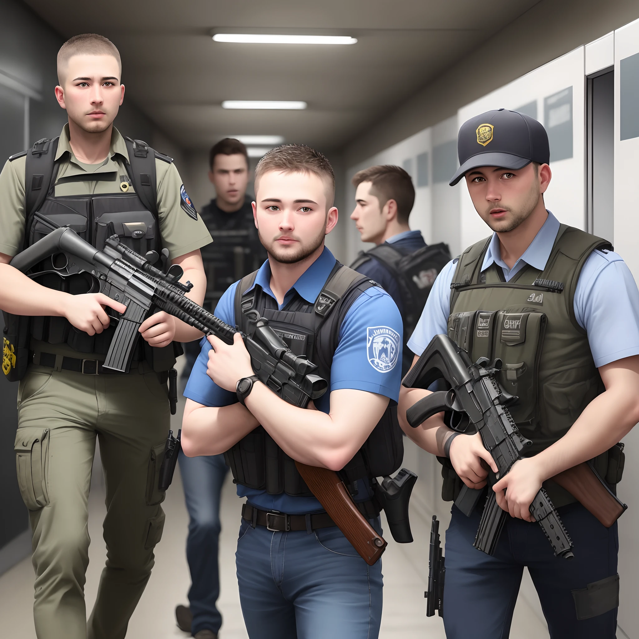 15 Men between 20 and 40 years old with firearms