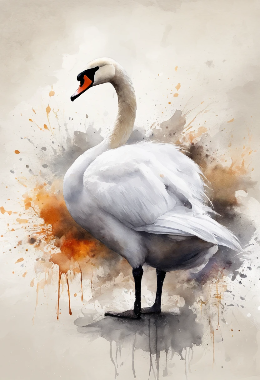painting of a swan with a splatter background and spray paint effect, by Eugeniusz Zak, watercolor art, by Károly Lotz, watercolor painting, watercolor painting style, watercolor detailed art, by Reuben Tam, watercolor digital painting, watercolor , masterfully detailed watercolor, watercolor art, Grzegorz Rutkowski