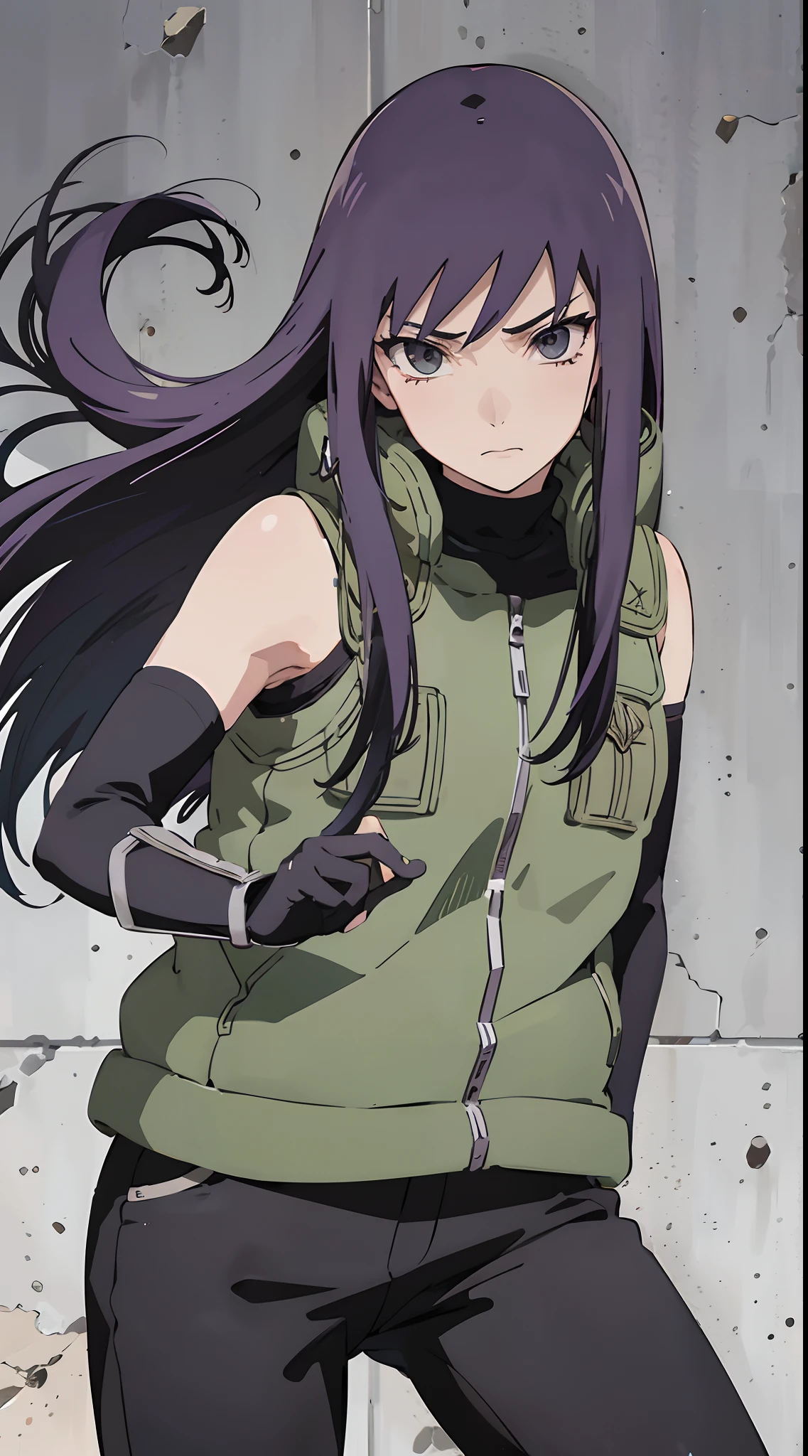 A close up of a person with long hair and a green jacket - SeaArt AI