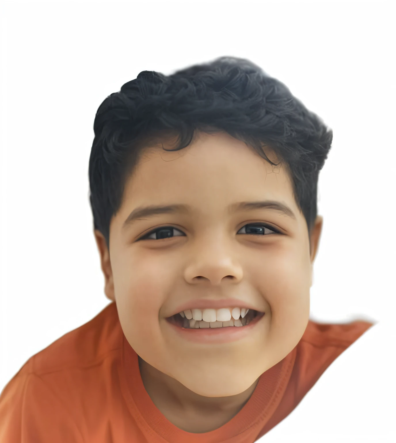 There's a boy smiling , imagem do rosto, cara muito realista, Emote twitch, very high quality face, com rosto neutro, Marcas coerentes, cara muito realista, . Son Goku, de Tim Tadder
