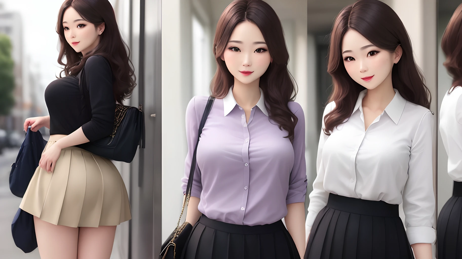 A beautiful woman who pulls her skirt