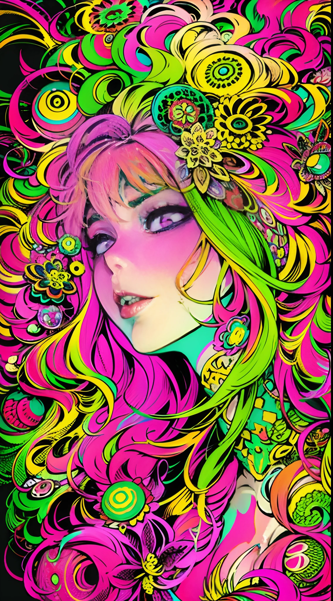 avatar for a PR channel "DRUGSNET CHANNEL " in neon colors with marijuana leaves and a sexy girl in the style of pop art and GTA,hyperdetailing ,maximum drawing depth ,