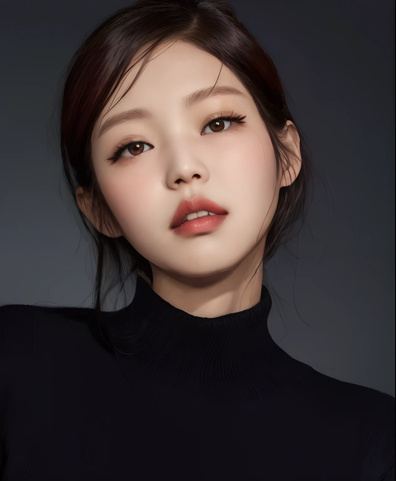 A woman in a black turtleneck sweater posing for a photo, Blackpink Jennie, Hermosa joven coreana, Hermosa mujer surcoreana, Actriz fe****** de Corea, Joven y adorable rostro coreano, Heonhwa Choe, Parque Roseanne de Blackpink, Lee Ji-eun, Lee Ji - Eun, Hermosa joven coreana, Lulu Chen, Gemma Chen, Gongbi, Shin Min Jeong