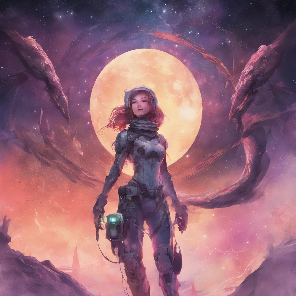 Space Girl、Beautiful watercolor painting、Beautiful Monster Girl、Space horror、Female Alien、Zerg