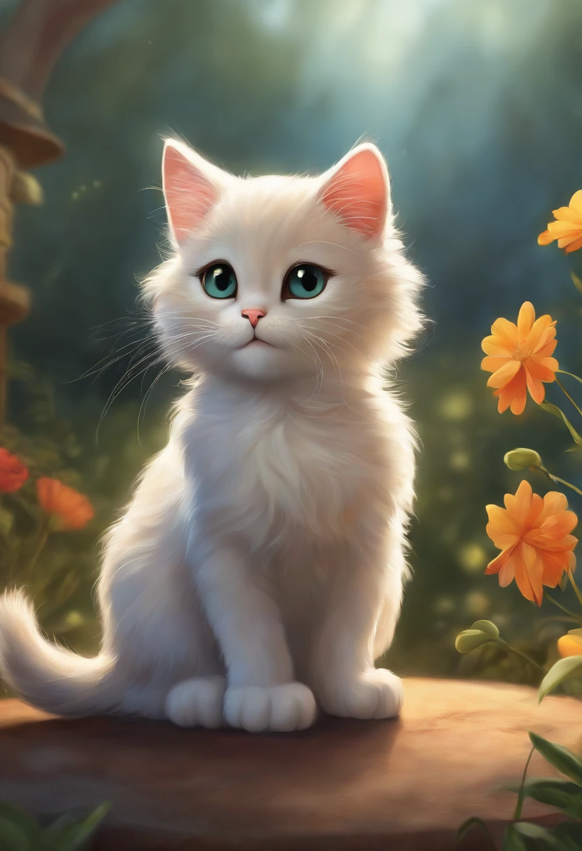 A cute cat , Cartoon , artwork of a , Animal , High quality ,cat .