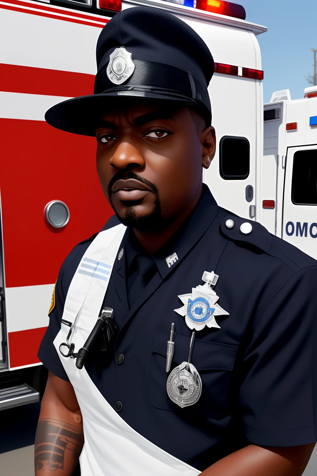 Ghostface, emt, paramedic, ambulance in the background