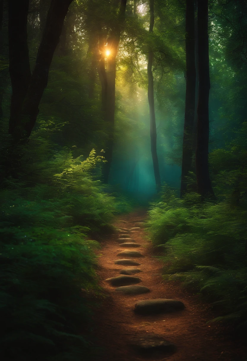 A passage with a lot of light in the middle, magic fairy forest, enchanted magical fantasy forest, magical colors and atmosphere, An enchanted forest, MagicWorld. Colorful, magical colors and atmosphere, magical forest, magical fantasy forest, magical forest backround, very magical and dreamy, Magic forest in the background, magical forest, magical forest with fireflies, magical environment