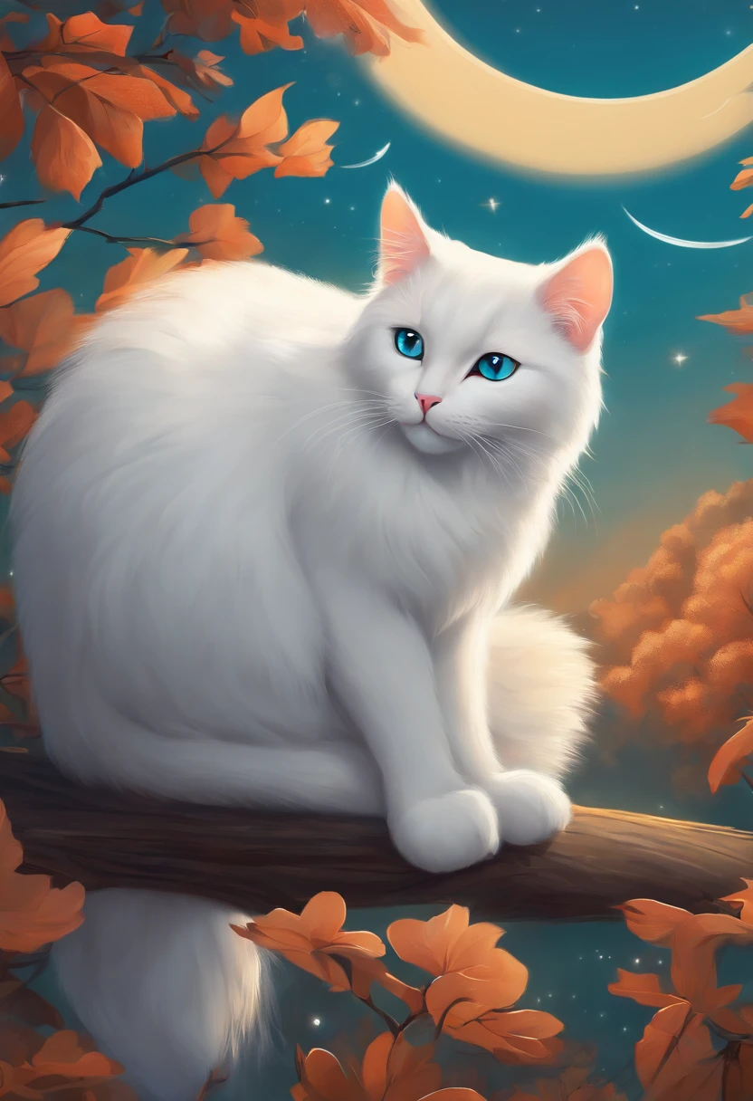 A dull white cat , Cartoon , artwork of a , Animal , High quality ,cat .