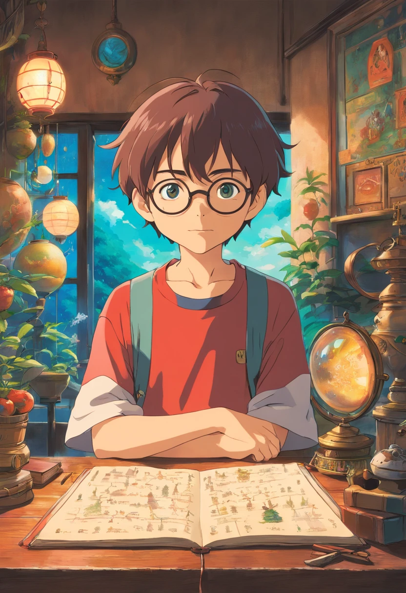 menino, gordura, glasses