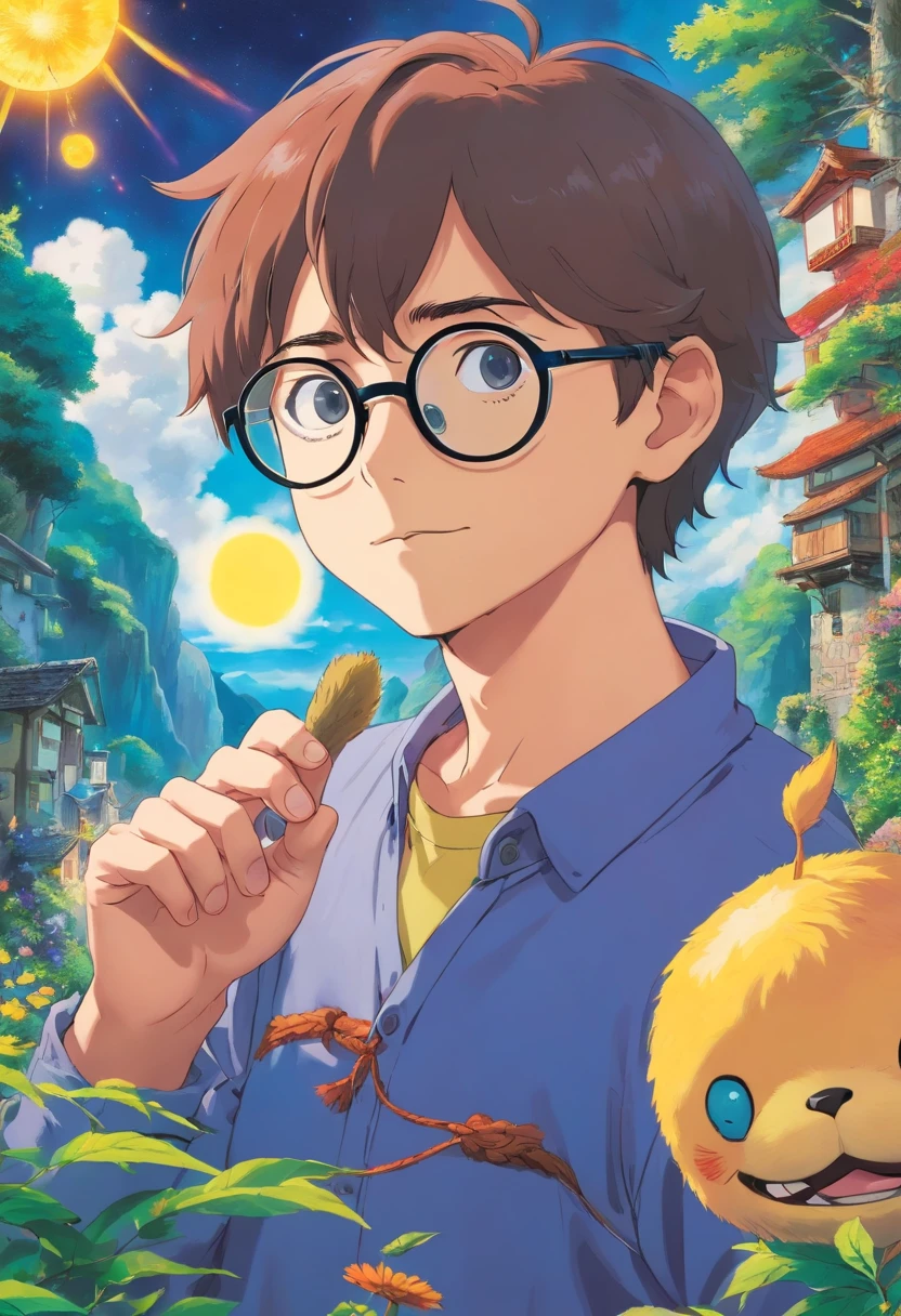 menino, gordura, glasses