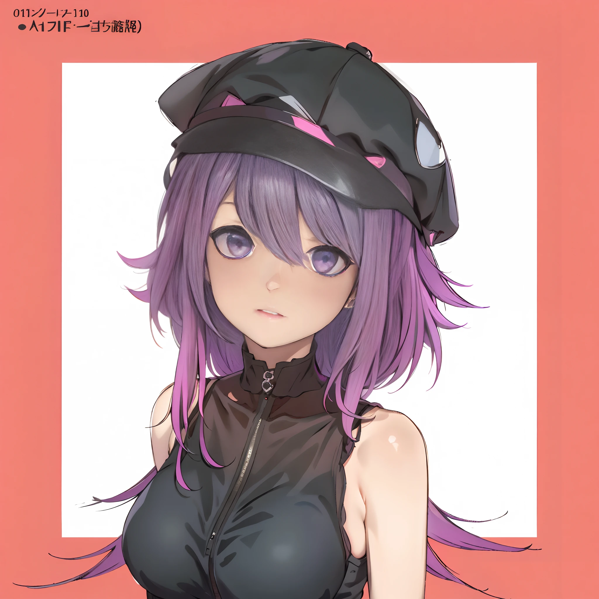 Lilac-eyed anime girl with purple hair wearing a black top and a black hat, Guweiz, Art not Guweiz style, Ilya Kuvshinov. 4 mil, Guweiz em Pixiv ArtStation, Guweiz em ArtStation Pixiv, feito com anime painter studio, Estilo Ilya Kuvshinov, Cushart Kenz, rosto redondo 1.0, olhos anime 1.8, middle boobs, cores fortes, (melhor qualidade, 8k, 32k, master part, UHD:1.2)
