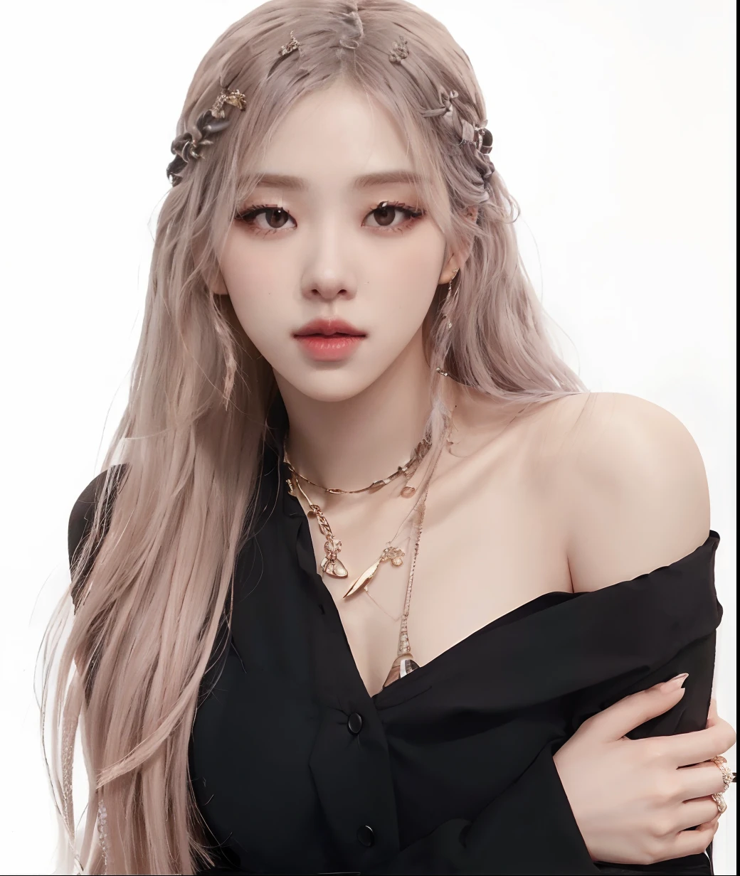 Araffe Mujer con cabello largo y rubio con una blusa negra y un collar de cadena de oro, Parque Roseanne de Blackpink, Retrato de Jossi de Blackpink, Jossi de Blackpink, Lalisa Manoban de Blackpink, Lalisa Manobal, Retrato Jisoo Blackpink, Jisoo de Blackpink, Jisoo de Blackpink, rosa negro, JIA, portrait of female Korean idol, Retrato de Kpop Idol