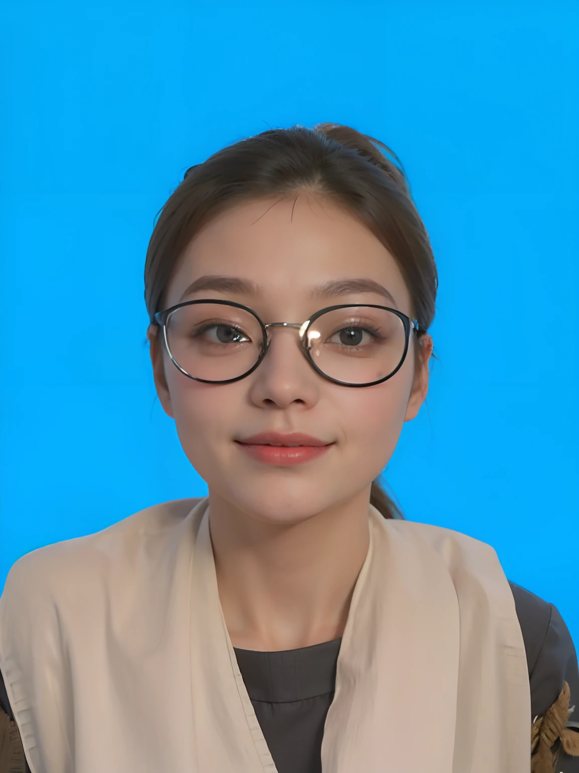 (grey background:1.5), (photorealistic:1.4), (best quality:1.0), (ultra highres:1.0), 8k, RAW photo, (masterpiece:0.2), 1girl, beautiful skin, detailed skin, big smile, teeth, (uniform:1.5)