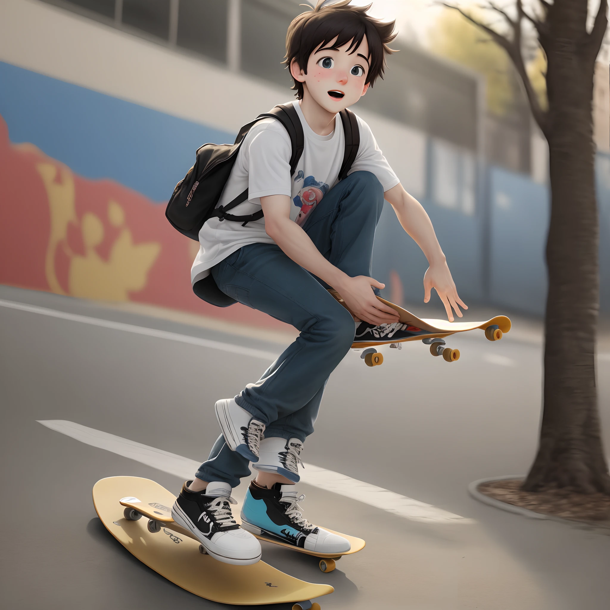 Manny Heffley on a skateboard