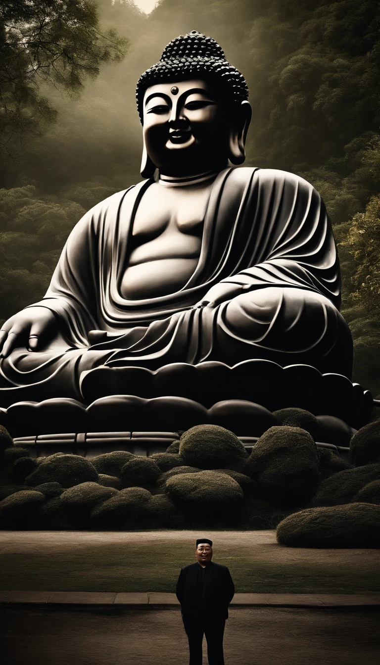 Big Buddha with the face of Kim Jong-un,jpn,Creepy grin,The Darkness