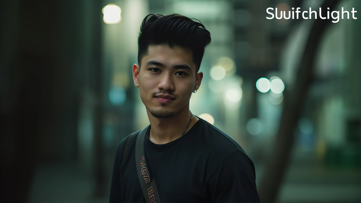 RAW photo, a portrait photo of 25 y.o man in casual clothes, night, city street, (high detailed skin:1.2), 8k uhd, dslr, soft lighting, high quality, film grain, Fujifilm XT3