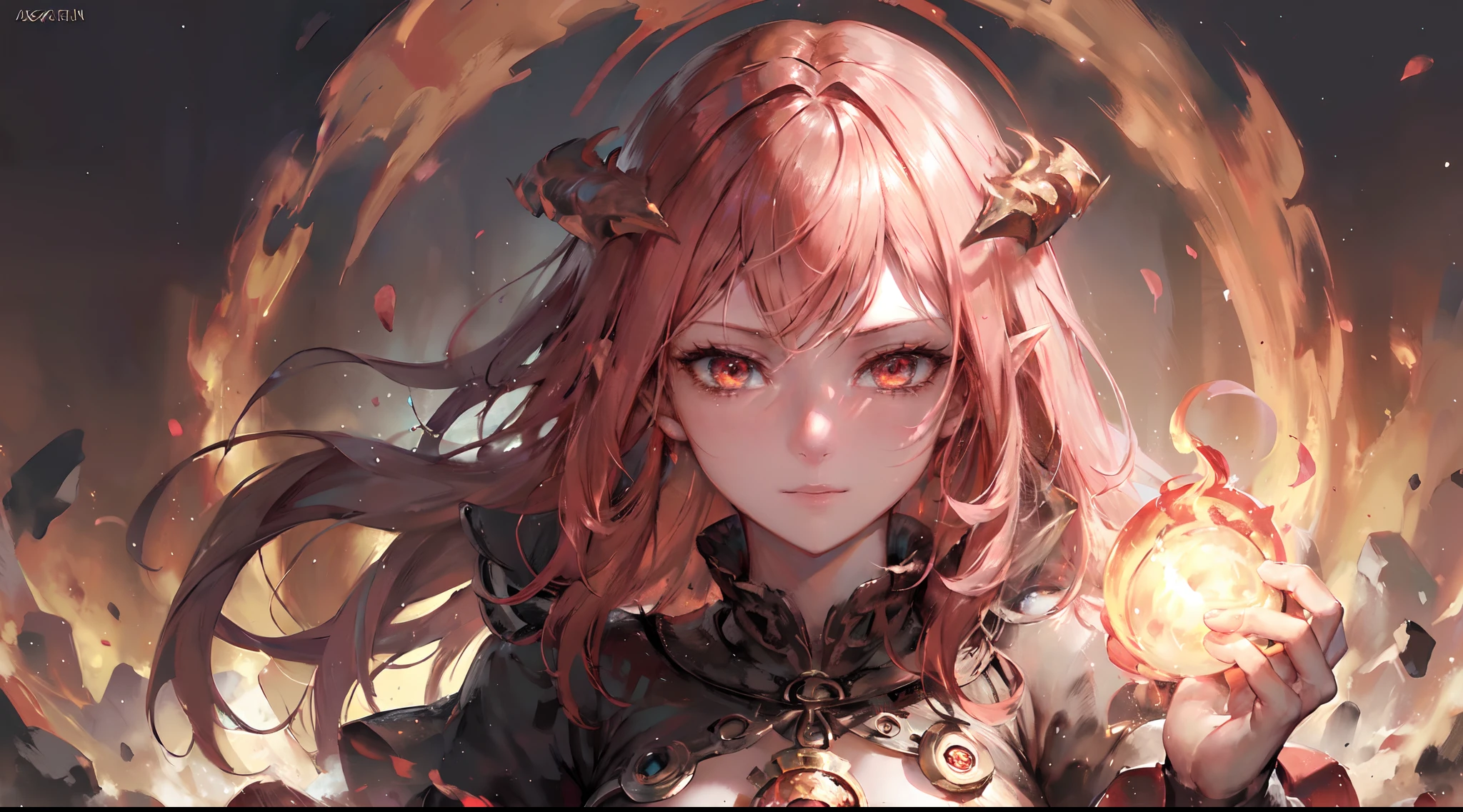fire mage, beautiful face, detailed face, beautiful fiery eyes, fire magic, unleashing magic skill, divine, magewave, mysterious, high temperature, elden ring, masterpiece, ultra hd, absurdres, best quality, solo