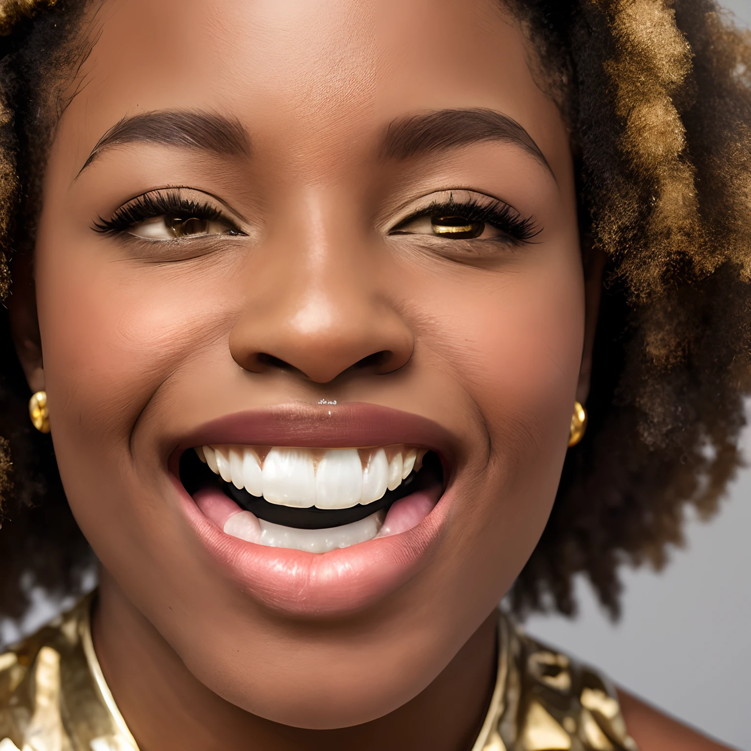 Black woman with locks with gold teeth