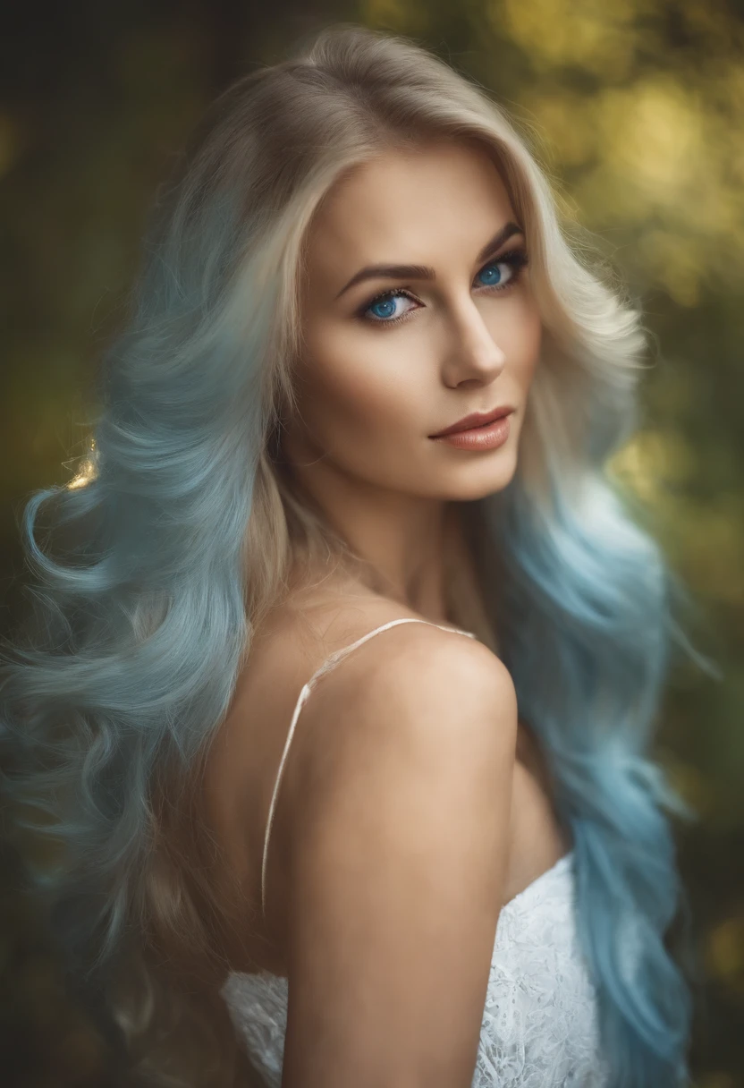 30 years old, gorgeous russian girl, 1girl,asspic ,(tall:1.1),blonde_hair,long_hair,bangs,(red_innerhair:0.7),blue_eyes