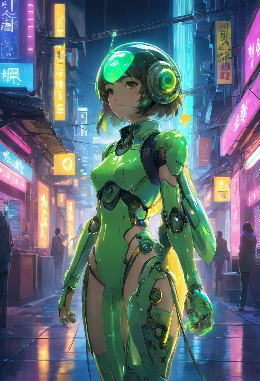 "「Droid」Imagine a breathtaking digital artwork featuring,'Anthropomorphic turtles in the fascinating cyberpunk world. Droid、It is a symbol of the futuristic harmony between nature and technology. Wearing a pale yellow dress decorated with enchanting star patterns, She embodies a fusion of organic elegance and mechanical wonder.

Her exterior is、Decorated with transparent machines that are intricately intertwined with her natural form. Each transparent component is、Shows a delicate balance between her cybernetics enhancement and her innate turtle traits, her shell, etc., handfeet, and facial expressions.

The cyberpunk cityscape surrounding the droid is a sensory wonderland. The atmosphere is、Flooded with the dreamy glow of neon lights illuminating the city's expanse. Color luminous beams refract through artificial mist, Create an otherworldly atmosphere that captures the essence of the neon-lit metropolis.

As the heart of this digital masterpiece, Scenes are brilliantly rendered using state-of-the-art technology. Global Illumination、Gives off a soft, penetrating shine, Create realistic interactions of light and shadow. The close application of ray tracing is、Provides an unparalleled level of detail, With reflection and refraction reflecting the concrete world.

nffsw (High dynamic range) Technology is、Enhances the contrast between bright neon lights and dark alleys, Enable immersive visual experiences. Unreal Engine rendering is、Showcases the droid's environment with mind-blowing realism, At the same time、Enables creative exploration of design.

All elements of this artwork are、A testament to the artist's commitment to excellence. The level of detail is unparalleled, On each side, From droid dresses to sparkly machines, Meticulously rendered perfectly. As a result、A masterpiece that seamlessly blends organic and synthetic, Crossing traditional boundaries.

The quality of this work is nothing short of amazing. Hyper HD Resolute