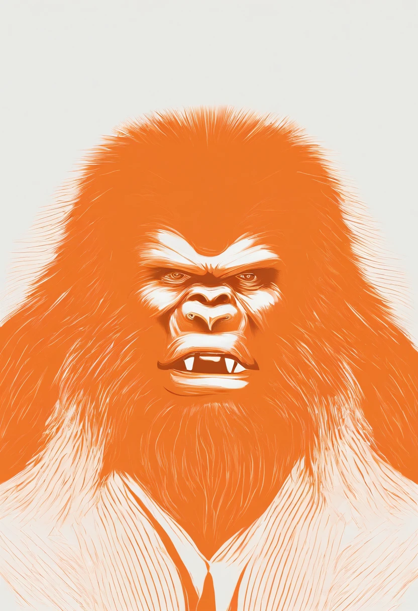 orange bigfoot, face only, angry, yelling into a microphone