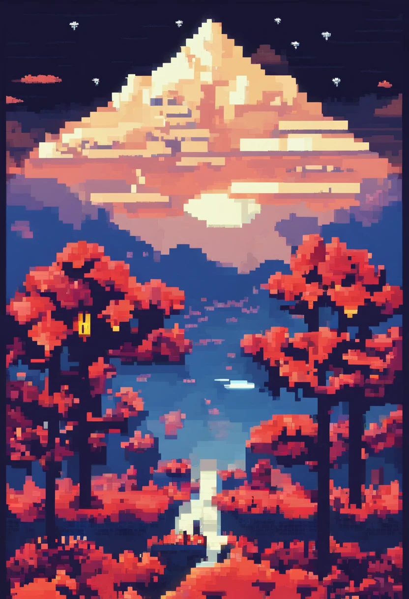 Mountain in heaven with night full of starts with spidermen side tree