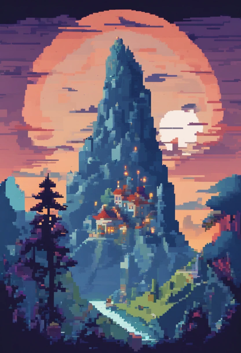 Mountain in heaven with night full of starts with spidermen side tree