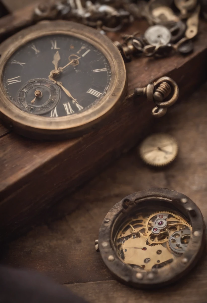 una pared steampunk apocaliptico hecha de relojes