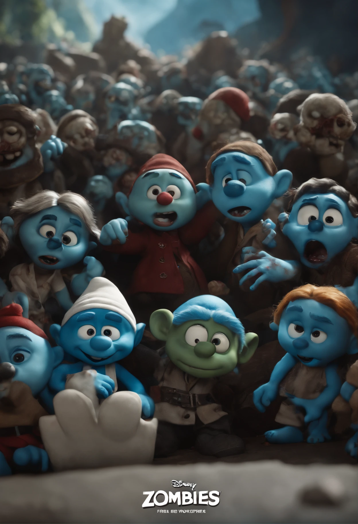 Disney-Film-Cover, (Zombies), Smurfs, Dorf, Chaos, virus