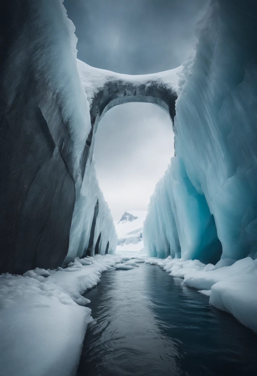 Antarctic continent、a paradise、Huge ice wall、Plants、tunnel、
