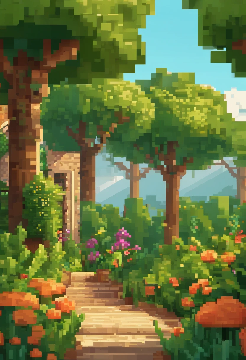 Sunny summer，Floral，green trees，Arte pixelada, bela arte detalhada do pixel, pixel art detalhado, Retro lo-fi video game, conceito de pixel art, arte detalhada do pixel, Estilo Pixelart, Cidade do Pixel, pixel art animation, pixel art de alta qualidade, Neve branca, arte lowpoly cor super detalhada, #pixelarte:3, # pixelarte, #pixelarte