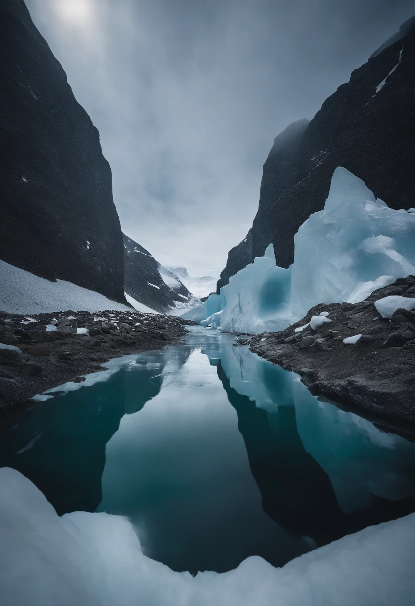 Antarctic continent、a paradise、Huge ice wall、tunnel、plants、verdant、天空、suns